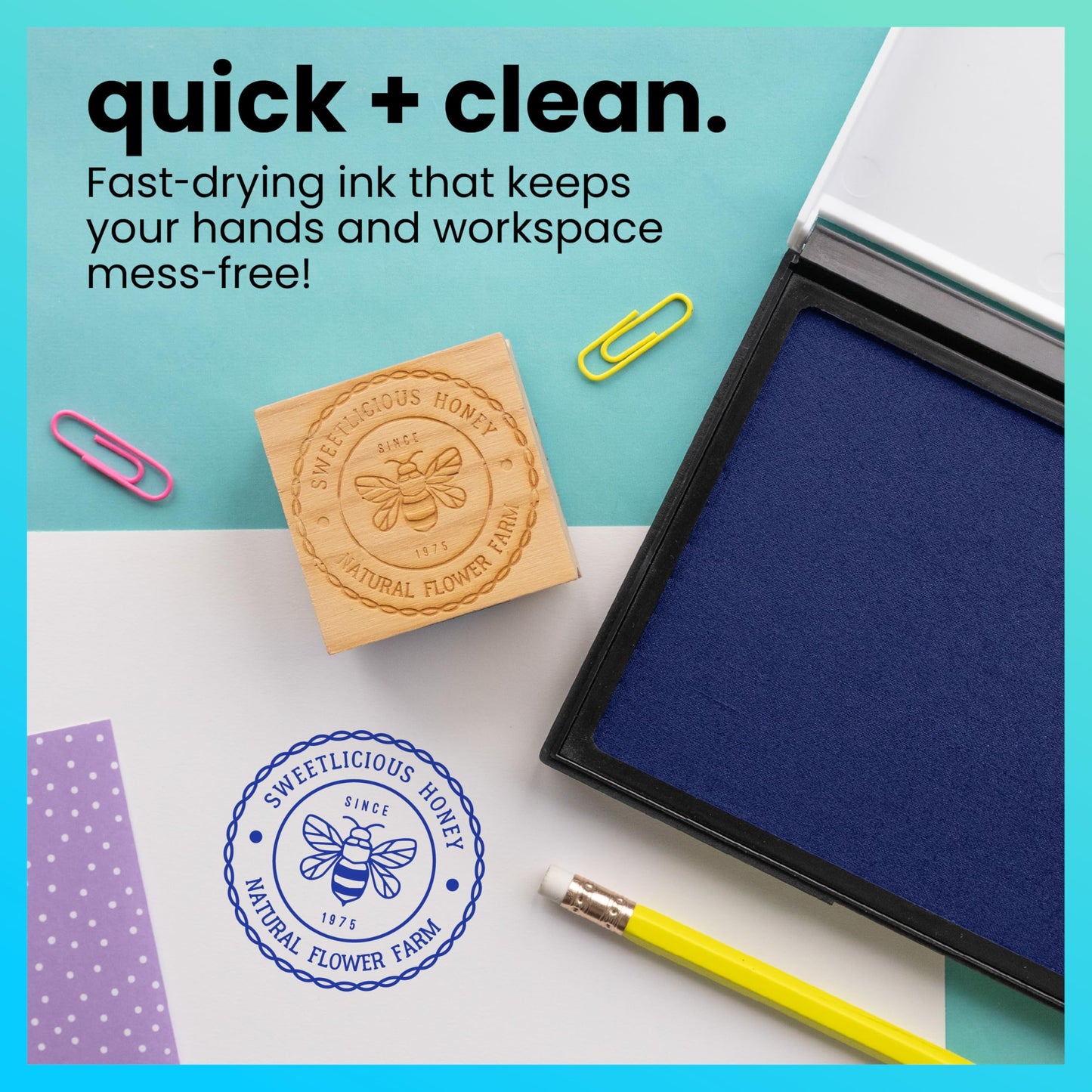 ExcelMark Rubber Stamp Ink Pad Extra Large 3-7/8" x 7" (Blue)