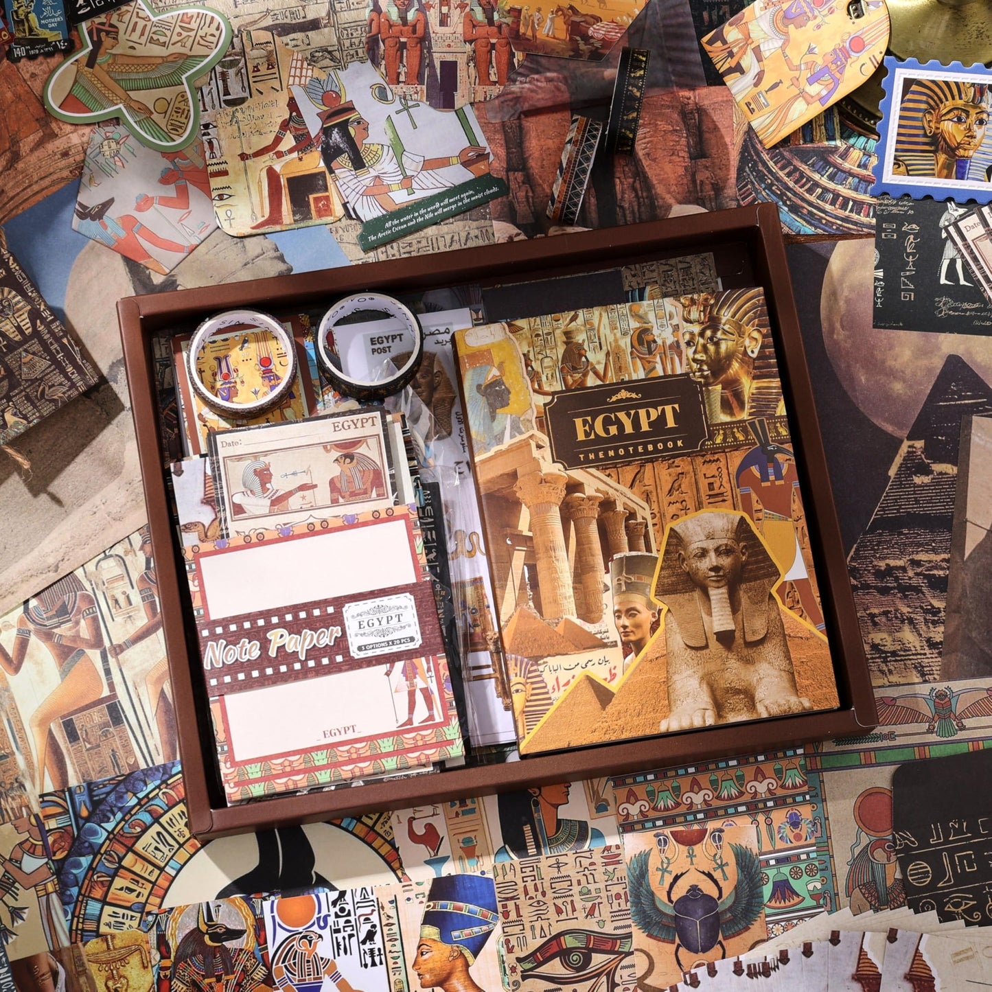 Scrapbooking Supplies Kit, Egyptian Vintage Aesthetic Scrapbook Kit for Bullet Junk Journal, Ancient Egypt DIY Journaling Supplies with Hieroglyph, Pharaoh, Pyramid, Unique Gift for Teens & Women