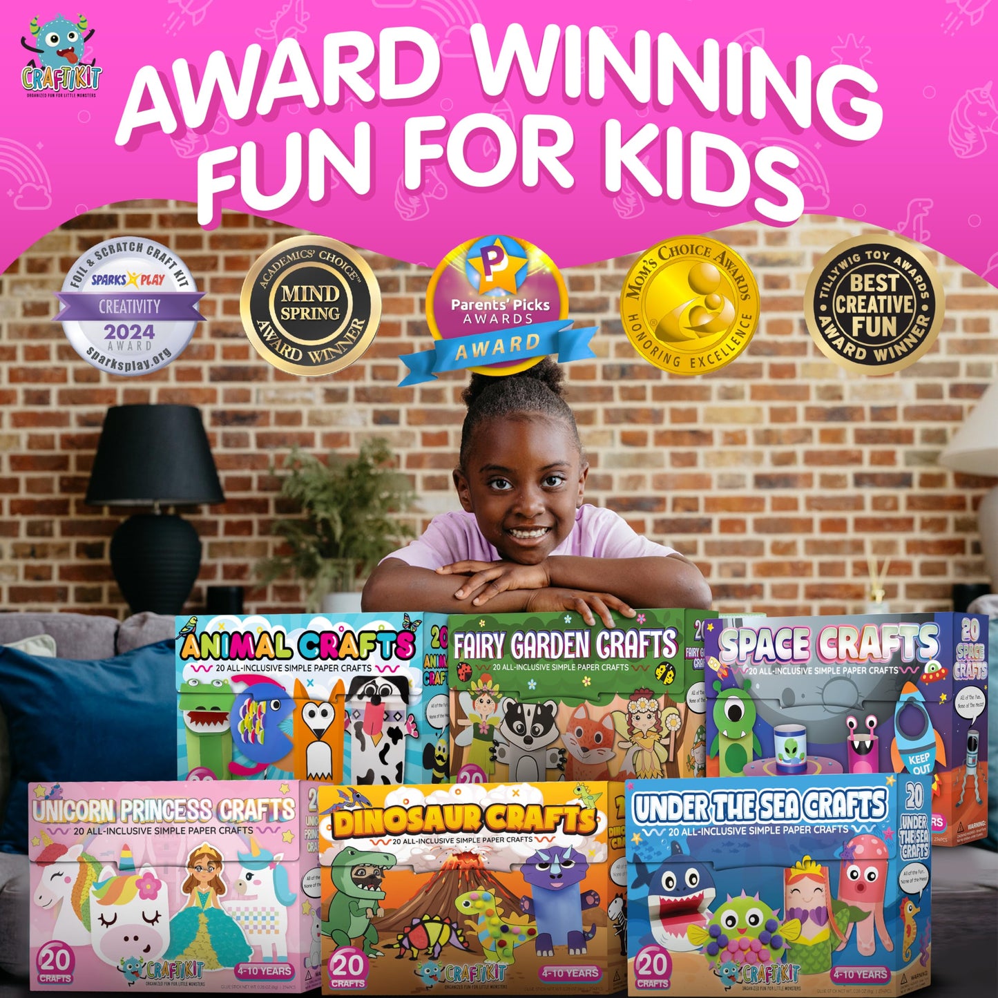 Craftikit® 20 Space Arts & Crafts for Kids - All-Inclusive Fun Toddler Craft Kit, Ages 3-10, Galaxy-Themed Activities