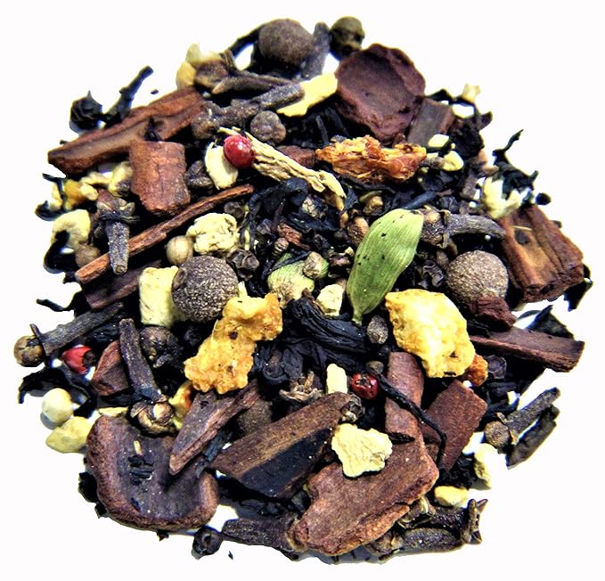 Nelson's Tea Chai Latte - Full-Bodied Black Tea with All-Natural Flavoring - with Spicy Chai blend with Cinnamon Chips, Peppercorns, Ginger Root, Cloves, Orange Peel - Underlying Sweetness - 4oz