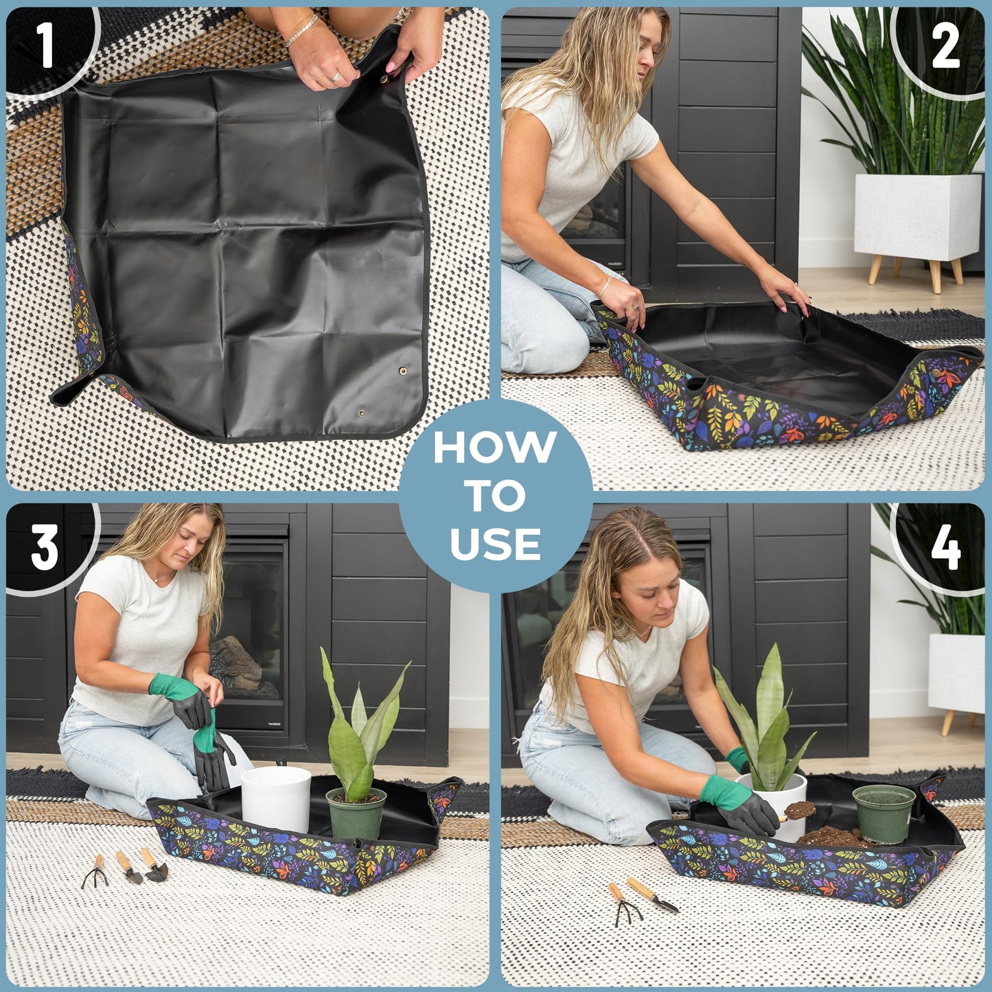 Indoor Gardening Tools Set with 28.7" Waterproof Plant Potting Mat