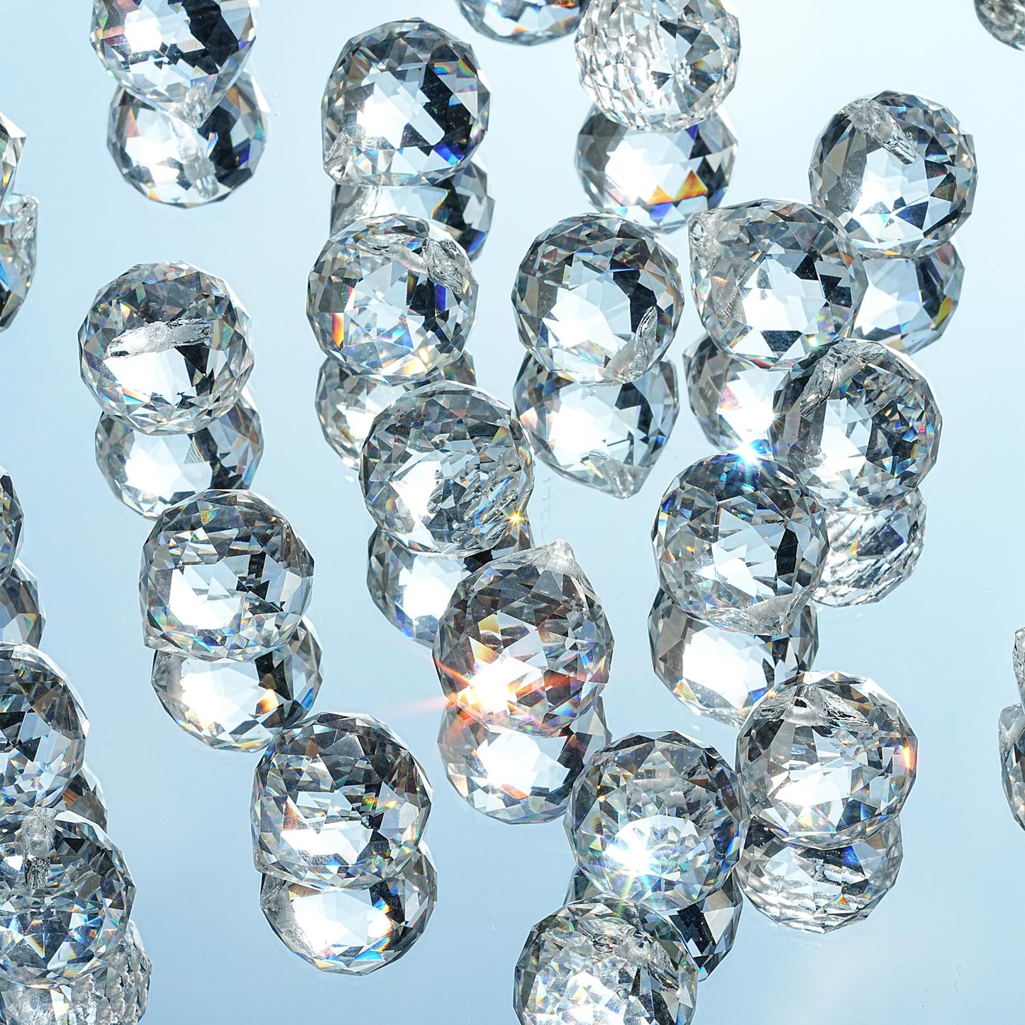 HDCRYSTALGIFTS 48pcs Clear Crystal Ball Prism 20mm Chandeliers Prism Sun Shine Catcher Rainbow Pendants Maker, Hanging Crystals Prisms for Windows Glass Ball Ornaments for Christmas Tree