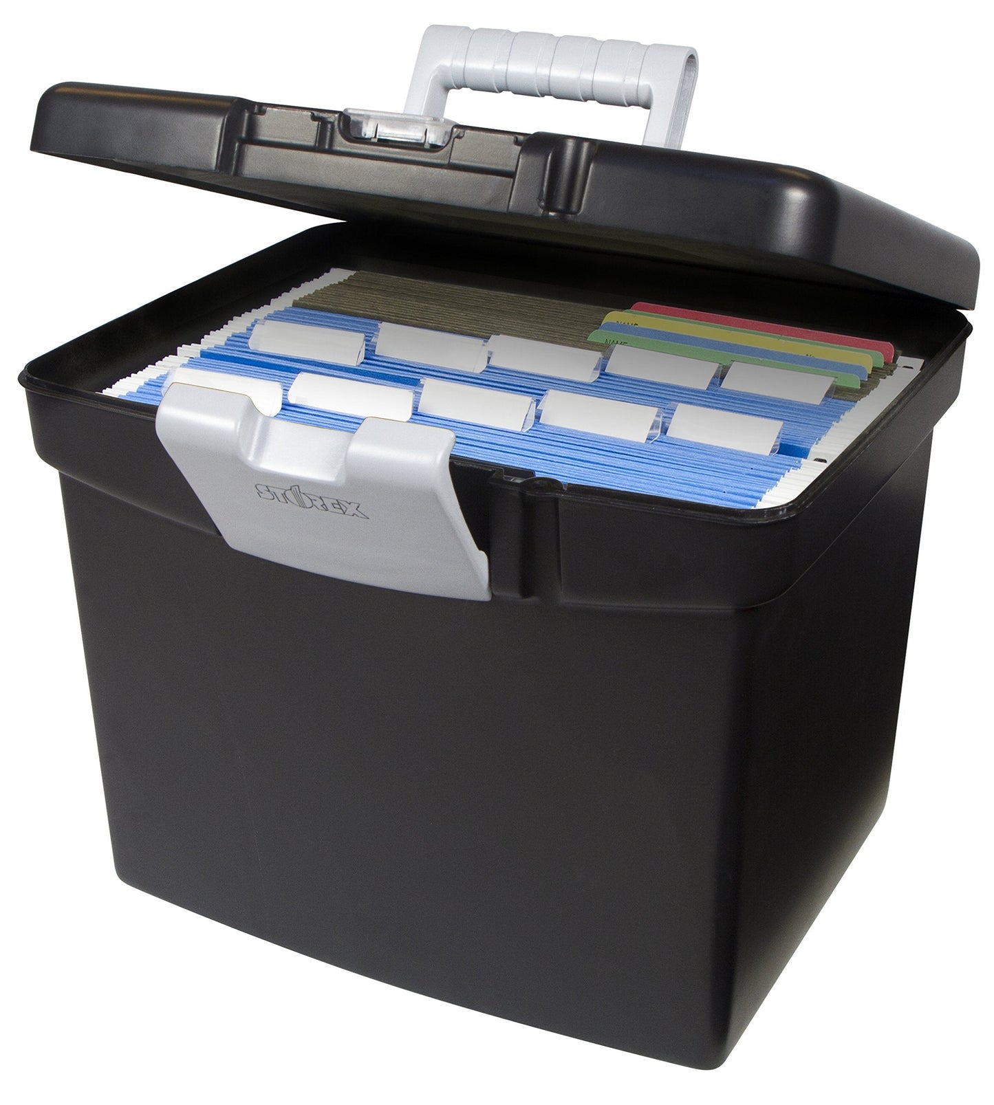 Storex File Storage Box Translucent Storage Lid, Black 1-Pack (61504F01C)