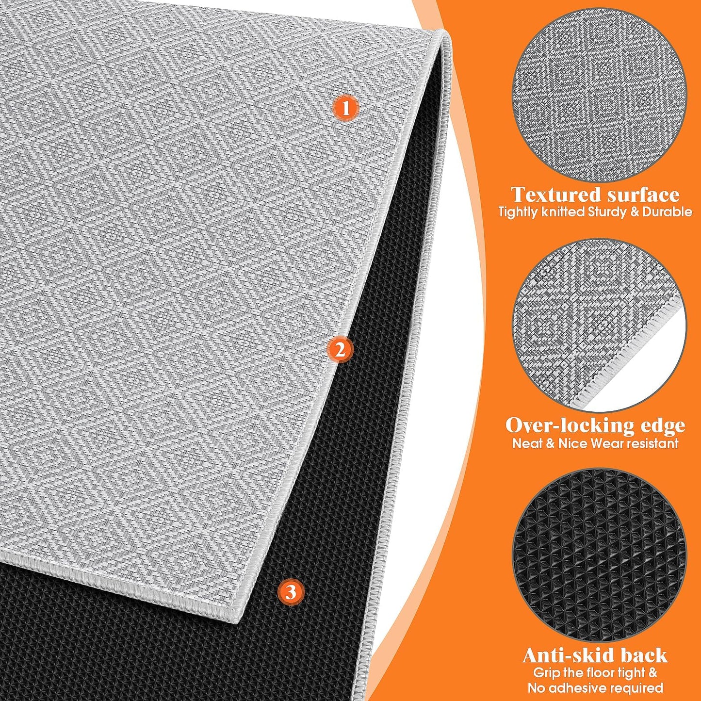 KMAT Office Chair Mat, 46x60in Heavy Duty Hardwood/Tile Floor Protector, Computer Desk Mat for Rolling Chairs, Work, Study, Office, White