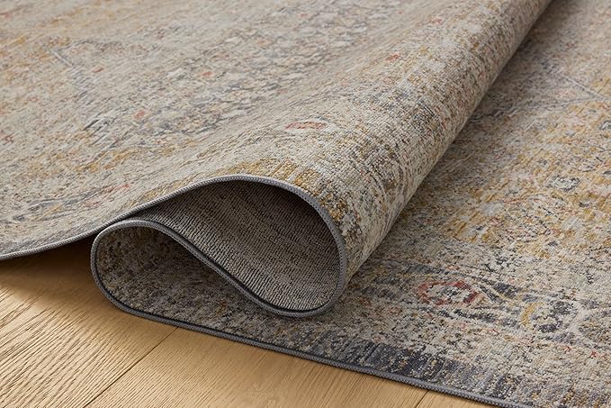 Loloi Chris Loves Julia Ida Collection IDA-02 Stone/Gold 3'-6" x 5'-6", .19" Pile Height, Accent Rug