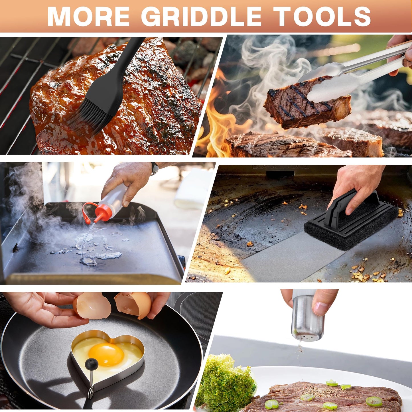 Griddle Accessories Kit, HaSteeL 20Pcs Flat Top Grill Accessories for Camping, Professional Griddle Spatula Grill Tools Set with Melting Dome for Teppanyaki BBQ Outdoor, Perfect Grilling Gifts