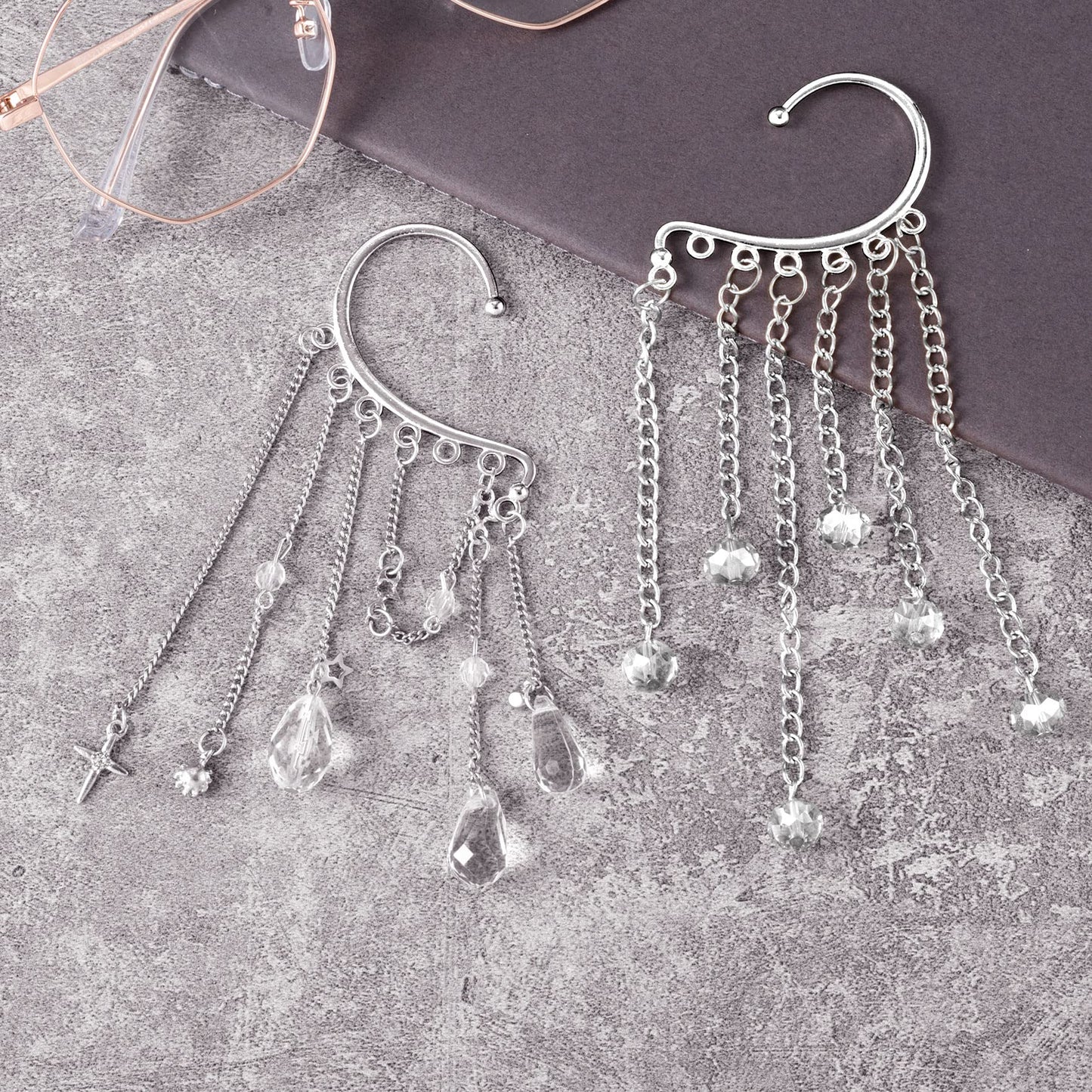 OIIKI 30PCS DIY Ear Cuffs, Non Piercing Wraps, Clip on Cuff, 7 Holes for Jewelry Making Decorative Accessories for Women - Silver
