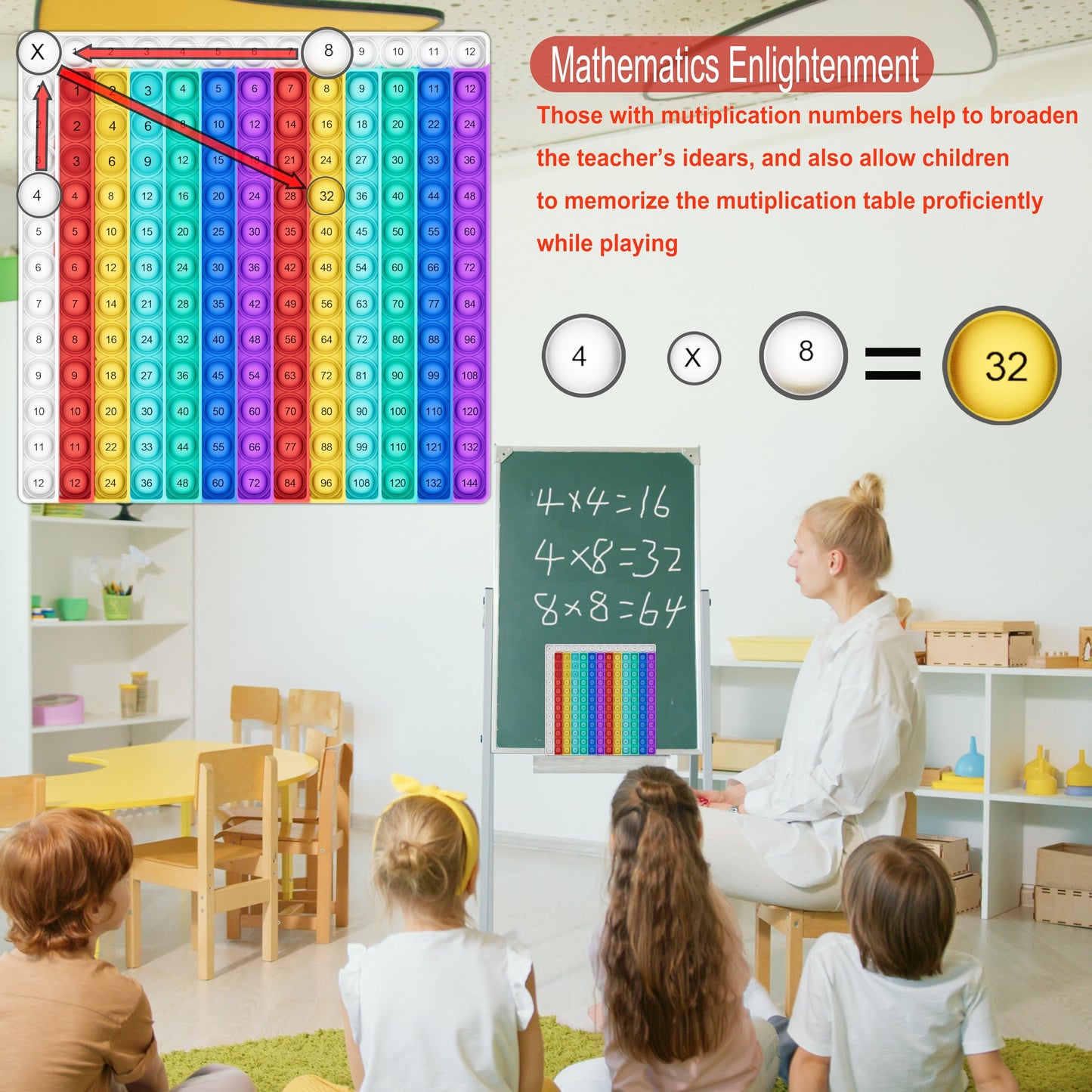 COOVA Educational Flash Card with POP IT Games – Sight Word and Math Skill, Multiplication, Talking Word POP, Learning Toys for Kids (Multiplication Flash Cards)
