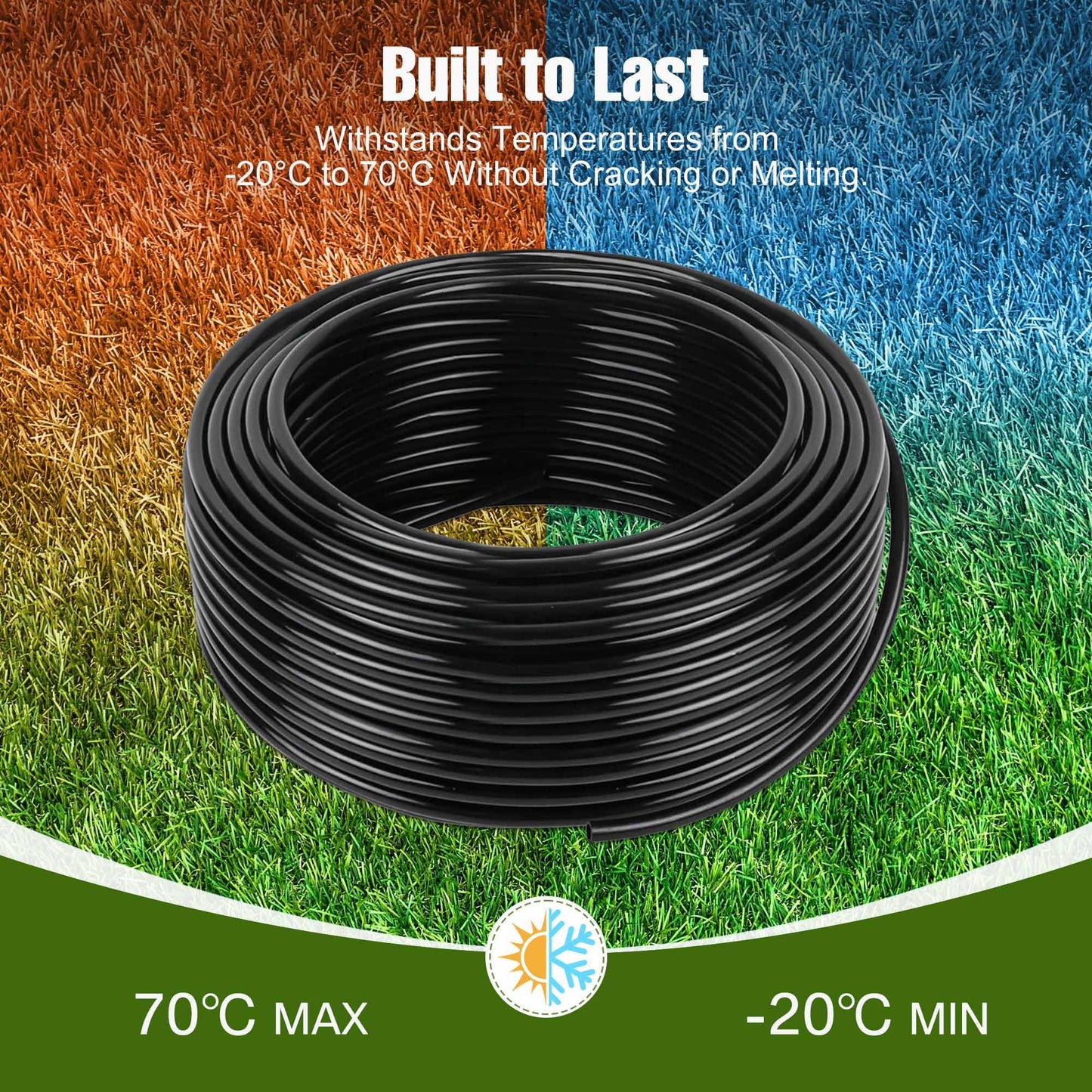 100FT 1/4 Inch Drip Irrigation Tubing with 10 Pack Push-to-Connect 1/4" Tee Connectors, Distribution Drip Line Hose & Universal Tee Fitting, for Drip Irrigation Parts or Drip System and Misting System