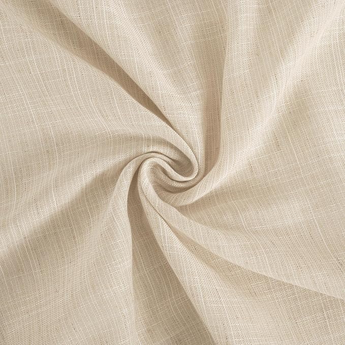 BGment Natutal Linen Cafe Curtains 30 Inch Length, Farmhouse Kitchen Window Drapes Semi Sheer with Rod Pocket Lightweight Textured for Bathroom Over Sink Decor, 2 Panels Set, 30 Inch Wide