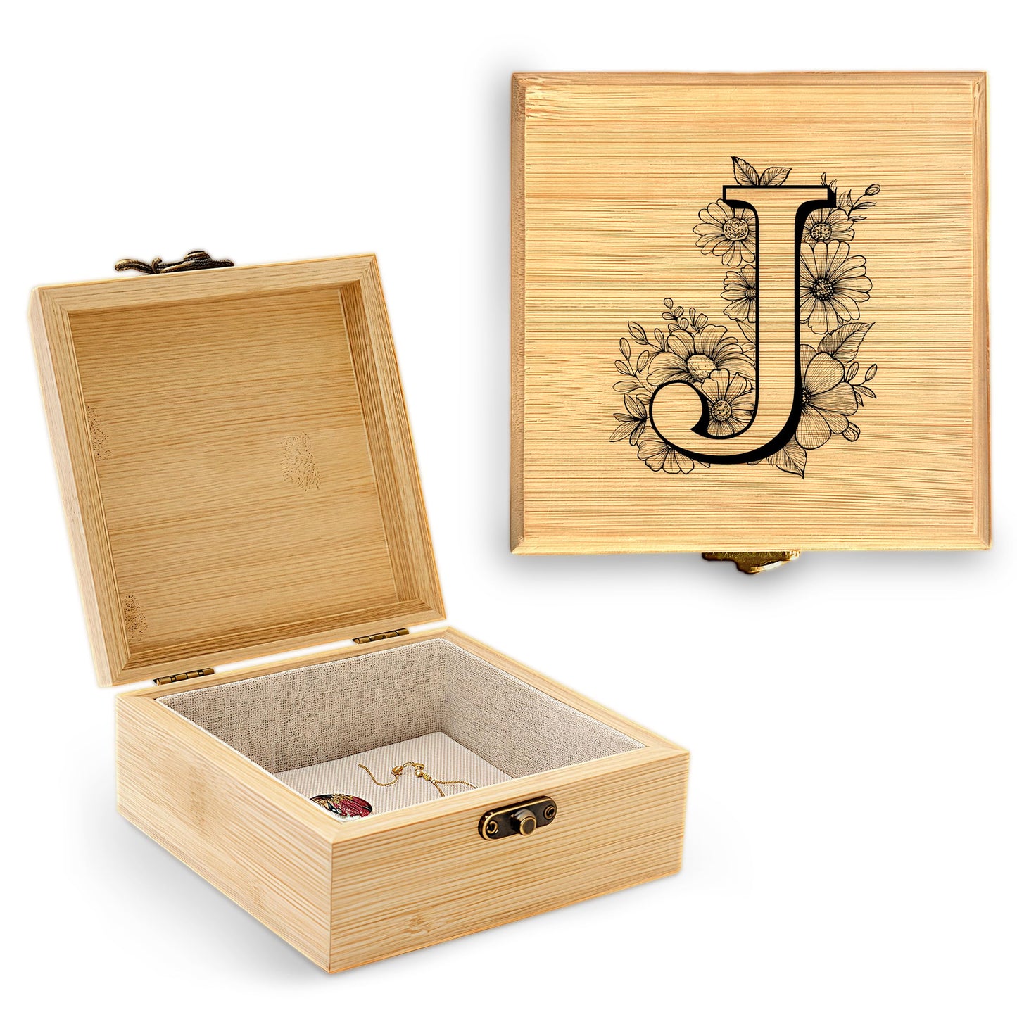 BJDAMAI Trinket Keepsake Decorative Memory Jewelry Storage Box, Personalized Cute Cool Novelty Mini Practical Trendy Tiny Artsy Western Country Gifts (Letter J)