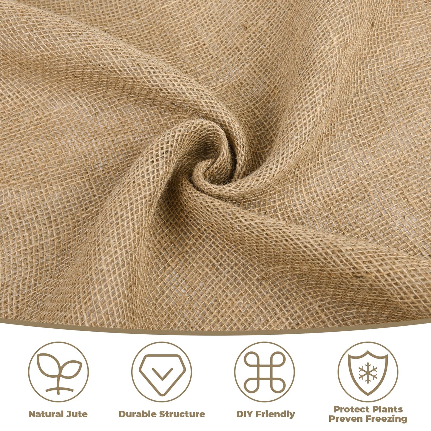 Whmayai 40" x 100 Ft Natural Burlap Fabric Roll with 4 Free Jute Twines - Garden Burlap Wrap for Trees, Winter Plant Protection, Weed Barrier, Raised Bed Liners, Craft & Aisle Runner