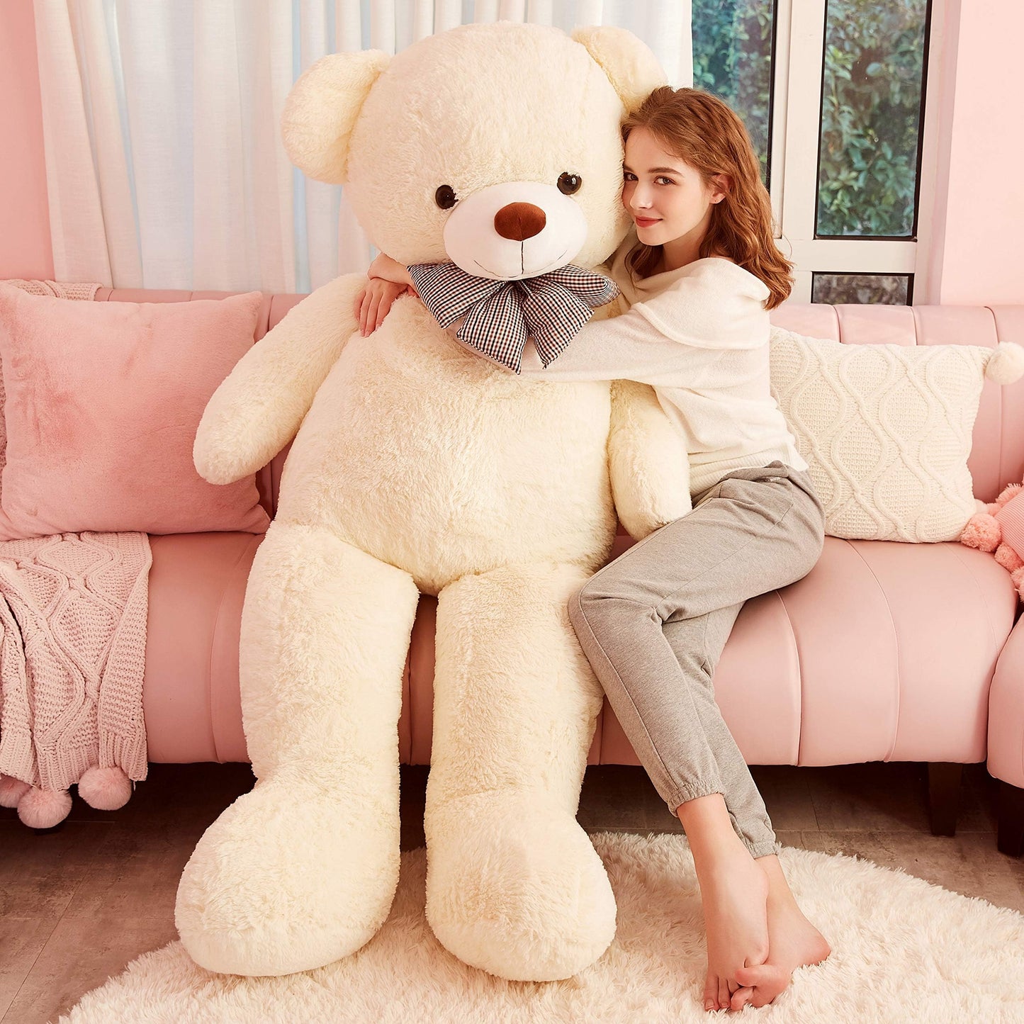 IKASA Giant Teddy Bear Plush Toy Stuffed Animals (White, 59 inches)