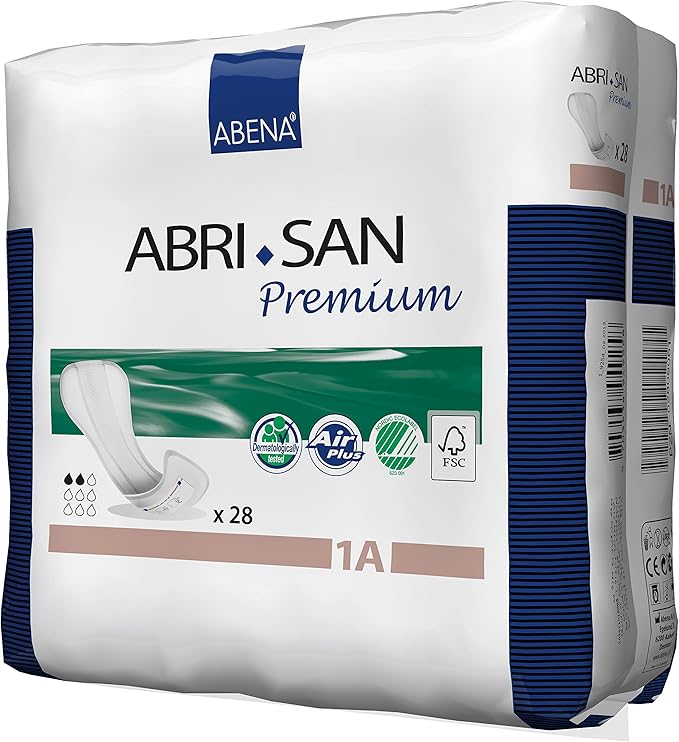 Abena Abri-San Premium Incontinence Pads, Light Absorbency, (Sizes 1 To 3A) Size 1A, 28 Count