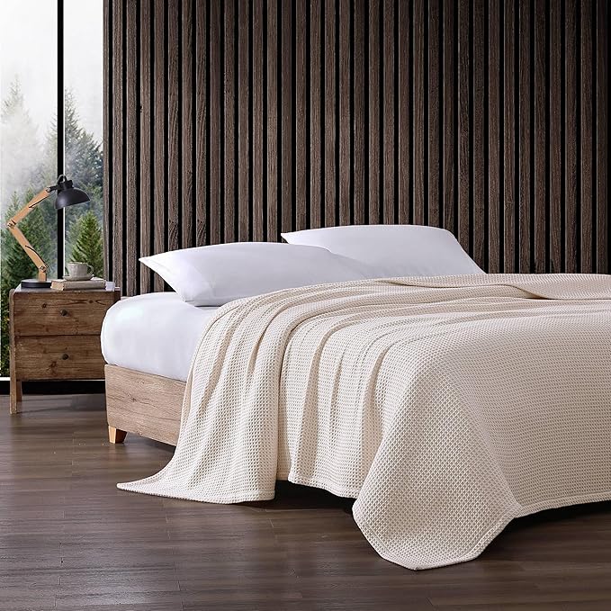 Eddie Bauer Blanket Soft Waffle Weave Bedding, Medium Weight Bedroom Decor, Softens Every Wash, Twin, White