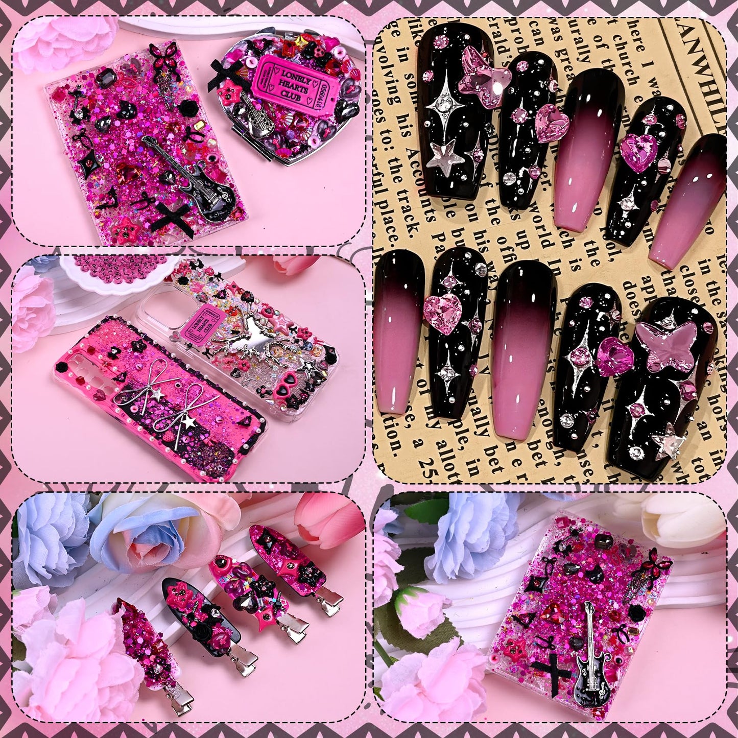 2867PCS+ Junk Phone Case Charms Kit,Pink Charm for DIY Phone Cases for Customizing DIY for Customizing Cases,Bow,Flatback Pearls,Nail,Rhinestones,Y2k Charms,Gift for Best Friend.