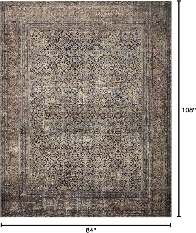Loloi Amber Lewis Morgan Collection MOG-03 Denim/Multi 7'-3" x 9'-3" 38" Thick Area Rug feat. CloudPile, Neutral, Room Décor, Vintage Inspired, Livingroom, Bedroom, Dining Area