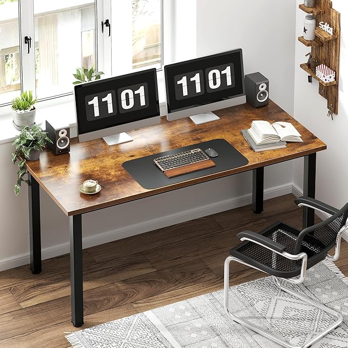 Need 54.3 Inch Large Computer Desk, Modern Simple Style Desk for Home Office, Basic Writing Table for Study Student, Vintage