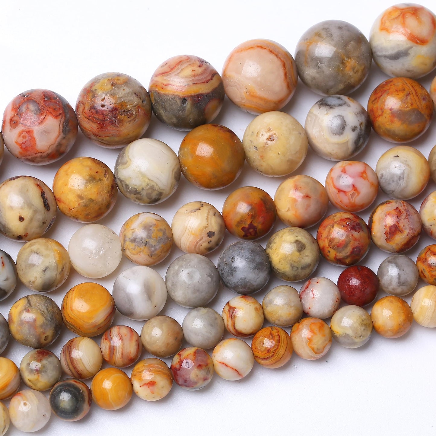 60PCS 6MM Natural Crazy Lace Agate Beads Round Loose Stone Beads for Jewelry Making DIY Energy Stone Healing Power Bracelet 15"