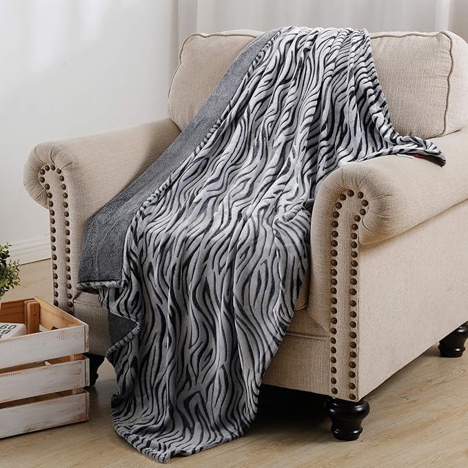 SOCHOW Uragiri Flannel Fleece Throw Blanket, Lightweight Super Soft Cozy Plush Bed Blanket, 60 x 80 Inches, Black Zebra