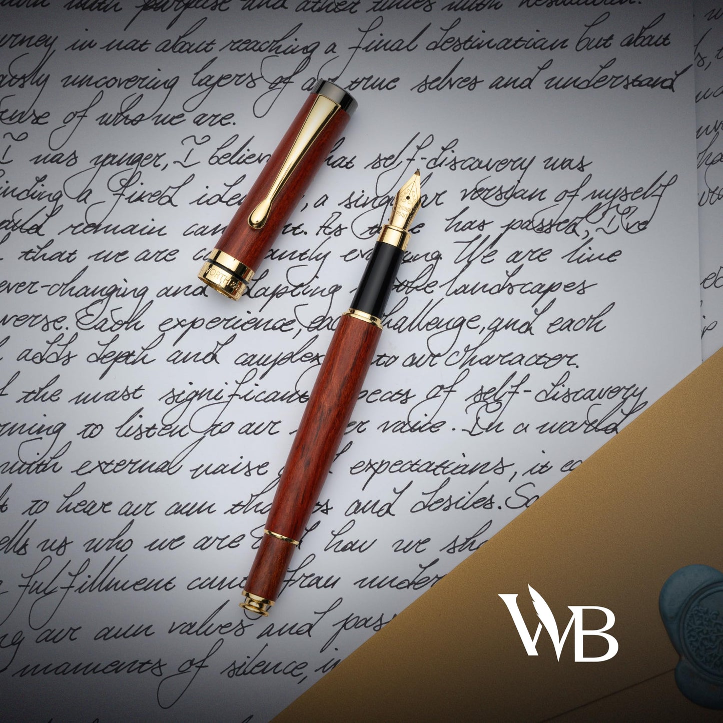 Wordsworth & Black Calligraphy Pen Gift Set, Includes Ink Bottle, 6 Ink Cartridges, Ink Refill Converter, 6 Replacement Nibs, Luxury Bamboo, Journaling, Smooth Writing Pens [Rosewood]