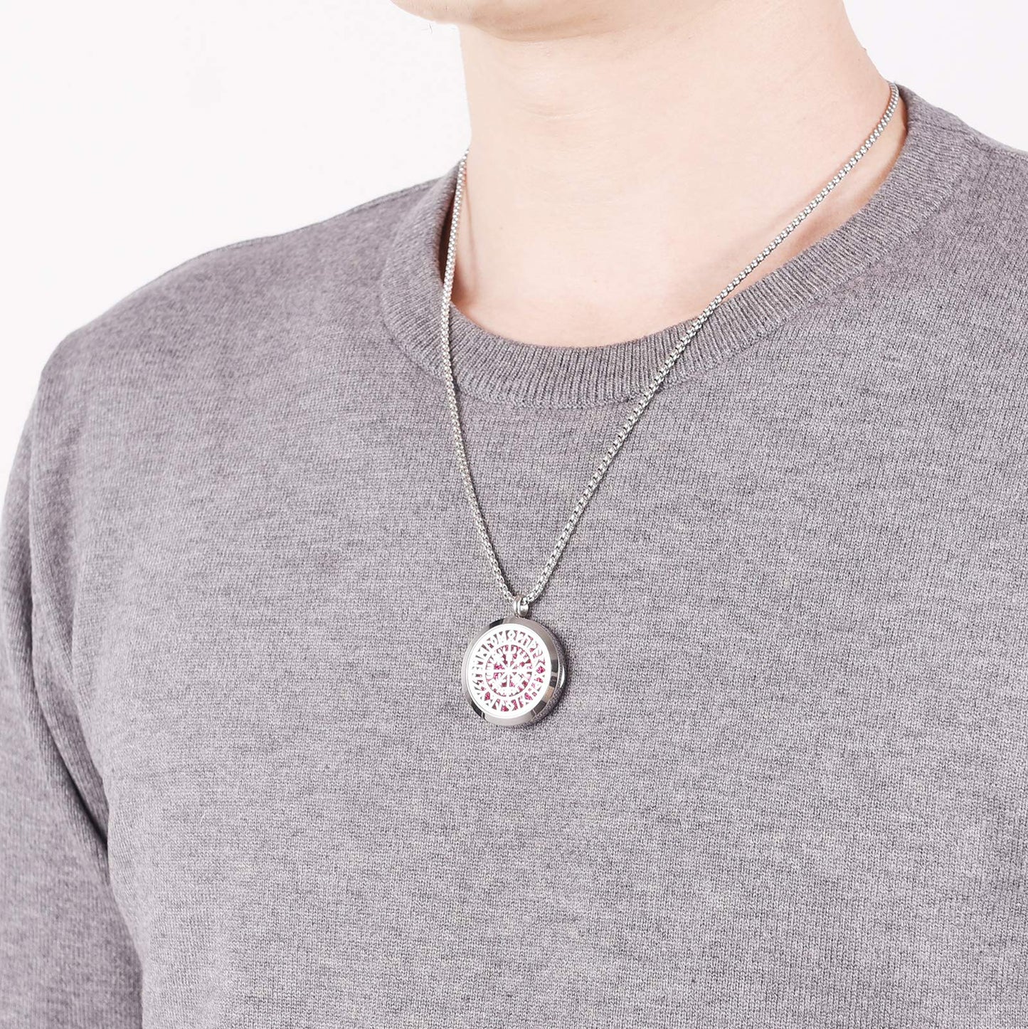 Norse Vikings Amulet Essential Oil Diffuser Necklace - Stainless Steel Locket- Best for Aromatherapy-Perfume, Fragrance, Scent Diffusers for Women