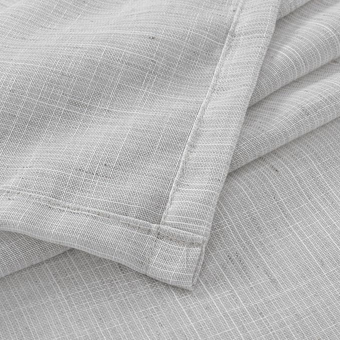 BGment Light Grey Linen Curtains 90 Inch Length for Living Room, Window Drapes Lightweight Rustic Country Textured for Bedroom Farmhouse Decor Rod Pocket, 2 Panels Set, 52 Inch Wide