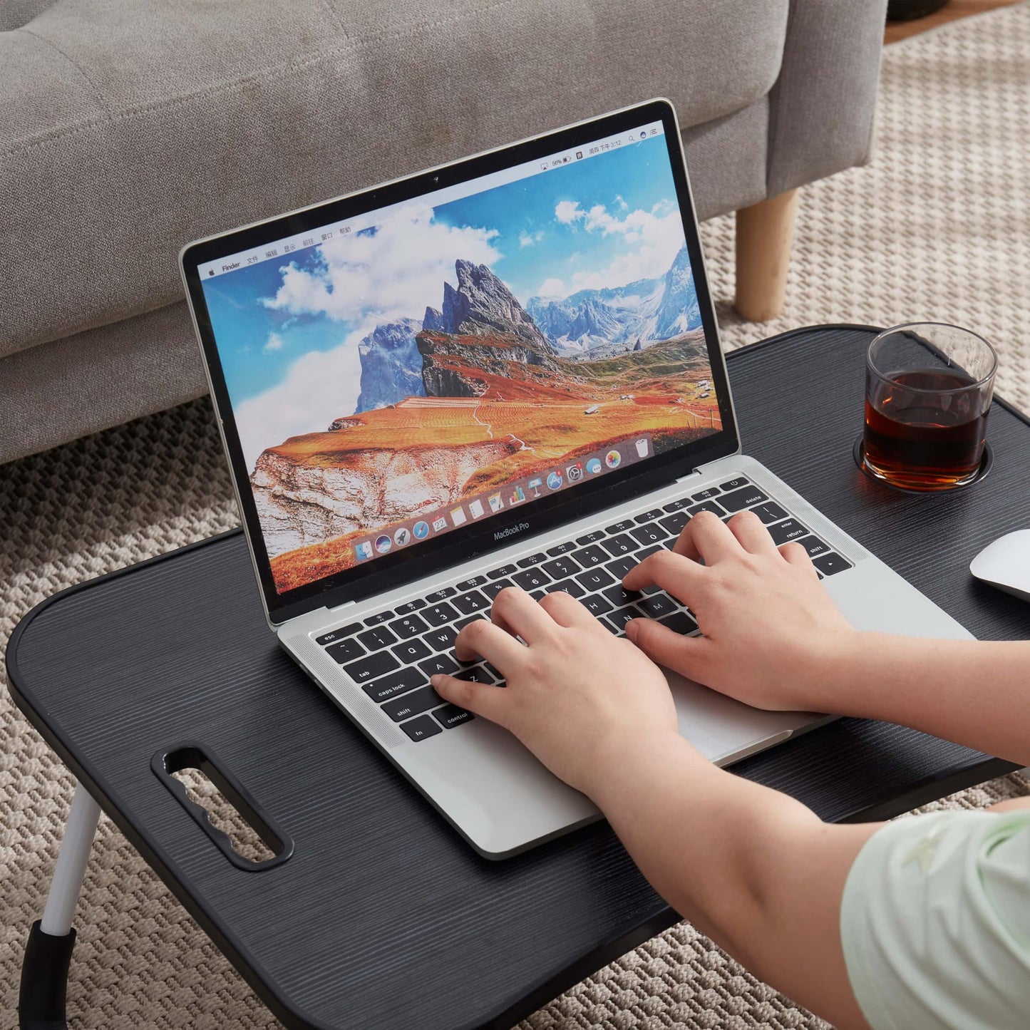 Laptop Bed Tray Table, Adjustable Laptop Stand, Portable Lap Desks with Foldable Legs, Reading Desk for Sofa Couch Floor - Large