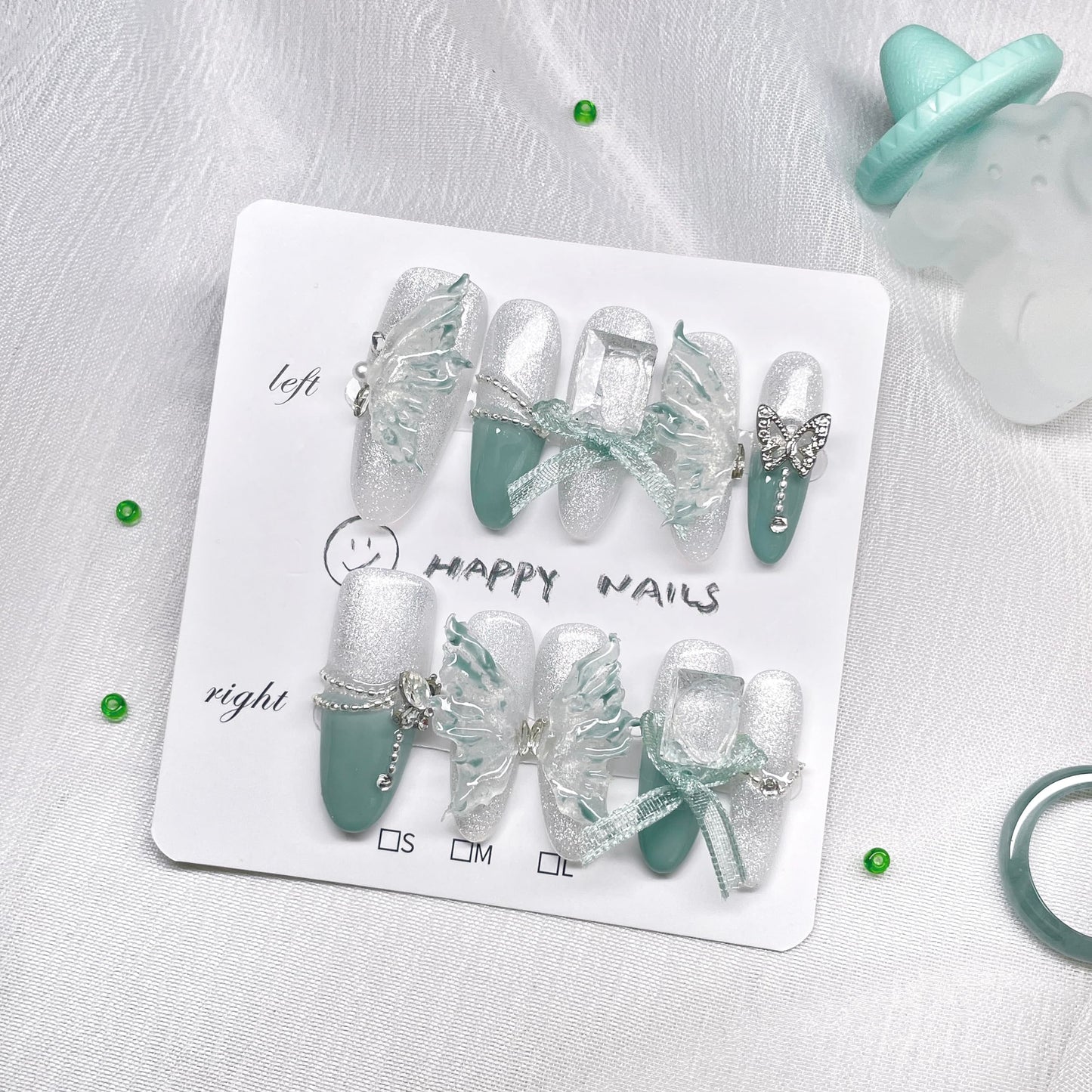 10pcs Handmade Press on Nails,Luxury Handmade Nails, 3D Design Hand-painted Nail Art,Reusable Gel Glue on Fake Nails (TM-9002-S)