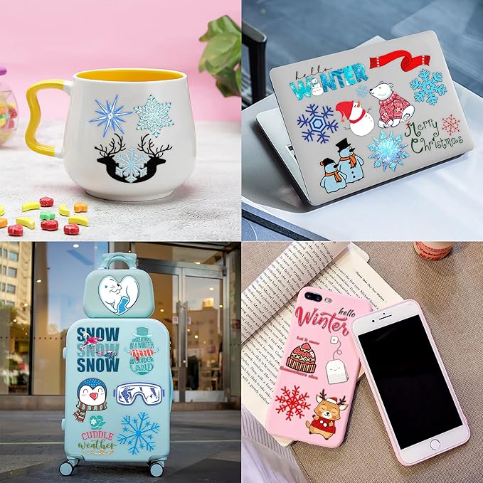 Winter Temporary Tattoos Stickers for Kids – 96PCS Snowflake, Penguin, Snowman, and Reindeer Tattoos for Christmas Birthday Party Favors, Decorations, Supplies Holiday Classroom Prizes Gifts Rewards