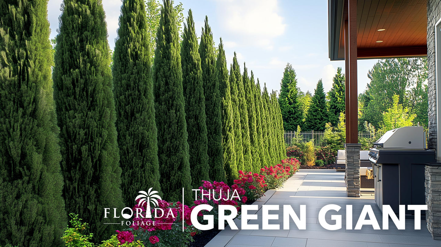 Thuja Green Giant Arborvitae - 3 Live Trees 2" Pot Size - Evergreen Privacy Plants