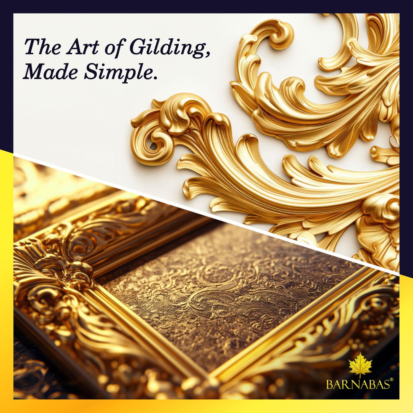 Barnabas Gold Leaf Kit – 25 Gold Foil Sheets, 100ml Gilding Adhesive, 100ml Sealer, 20ml Gold Paint, Brushes, Tools & Gloves for Crafts, Art, Furniture, and Decorative Projects