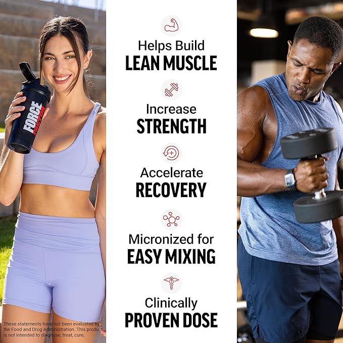 FORCE FACTOR Creatine Monohydrate Powder, Micronized Creatine for Muscle Growth, Strength & Recovery, Clinically Studied 5g Dose per Serving, Unflavored, 100 Servings