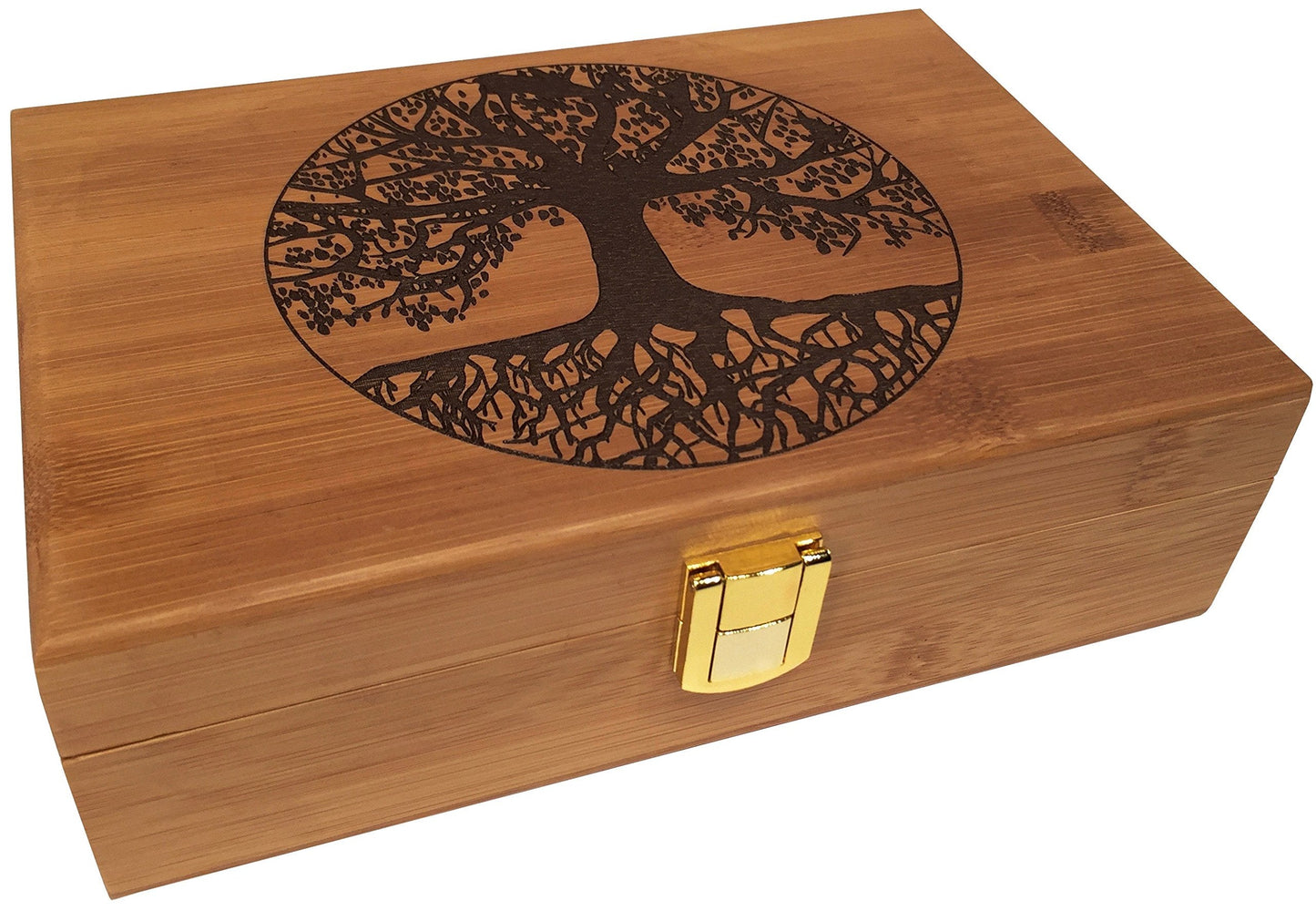 Tree of Life Keepsake Box - Wooden Keepsake Box with Hinged Lid - Engraved Design - Decorative Wooden Boxes with Lids - Wood Gift Box (Tree of Life)