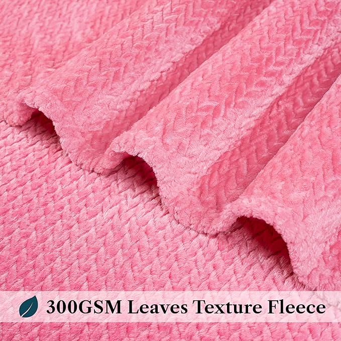 PAVILIA Soft Fleece Hot Pink Throw Blanket for Couch, Lightweight Plush Warm Blankets for Bed, Fuzzy Cozy Flannel Blanket Throw for Sofa, Travel, Jacquard Pattern, Hot Pink, 50x60 inch