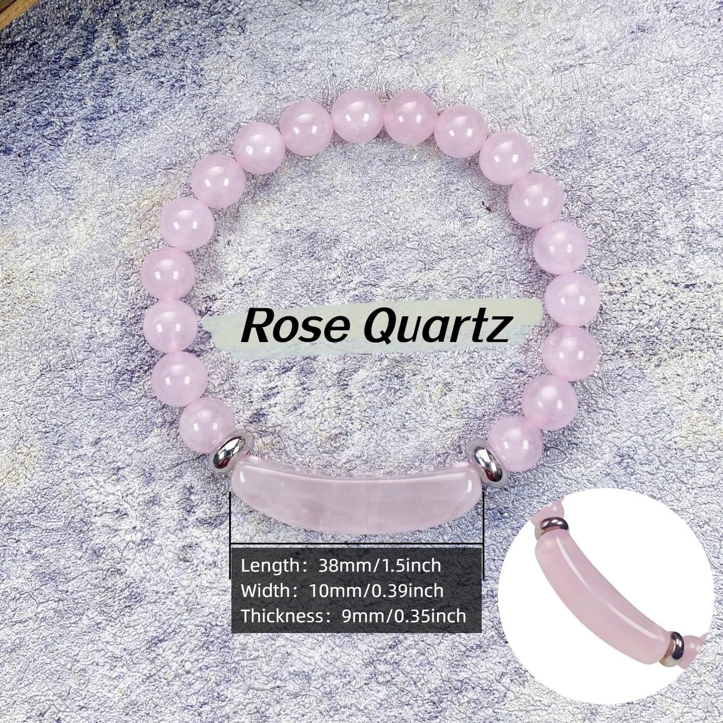 EDEN'S CALL 8mm Healing Crystal Beads Stretch Bracelet Handmade Good Luck Energy Chakra Stone Beaded Bangle, Rose Quartz
