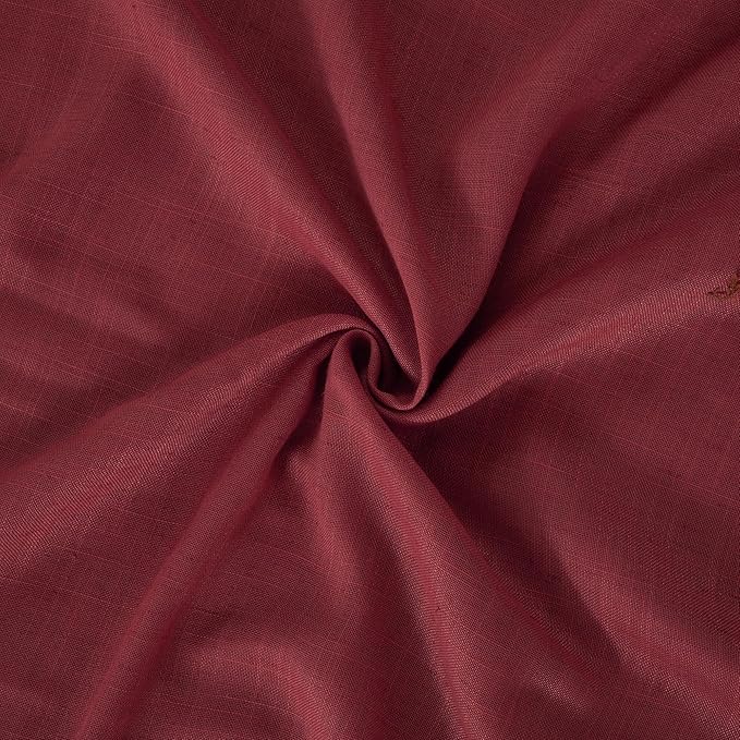 BGment Burgundy Curtains Semi Sheer 48 Inch Length for Windows, Linen Drapes Lightweight Rustic with Rod Pocket for Short Living Room Bedroom Office, 2 Panels Set, Each 42 Inch Wide