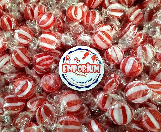 Striped Cinnamon Discs - 2 lbs of Fresh Delicious Individually Wrapped Red and White Hard Candy Buttons