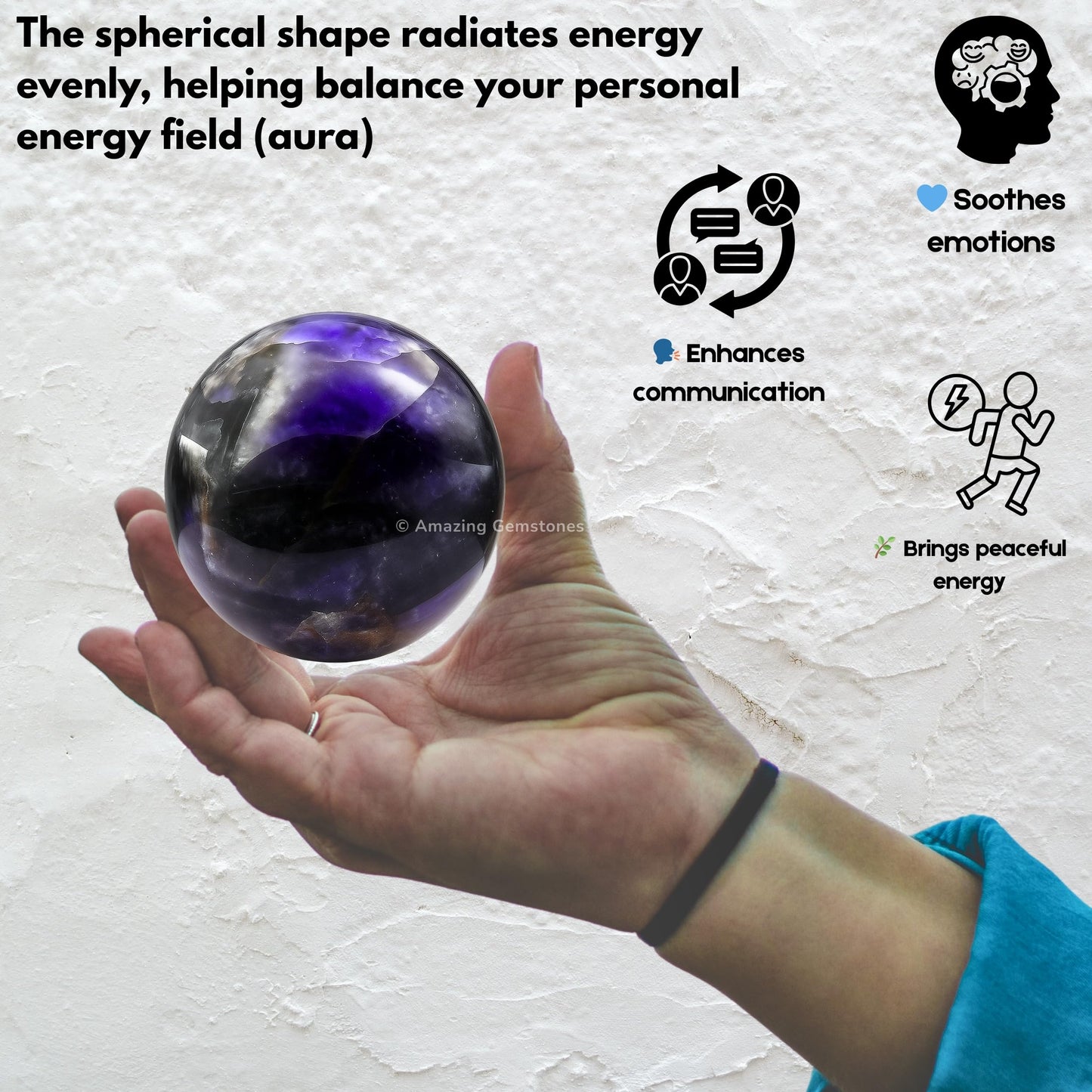 Amazing Gemstone Amethyst Chevron Crystal Ball with Stand - 2" Inches Crystal Sphere Meditation Balls for Witchcraft and Decorative Balls