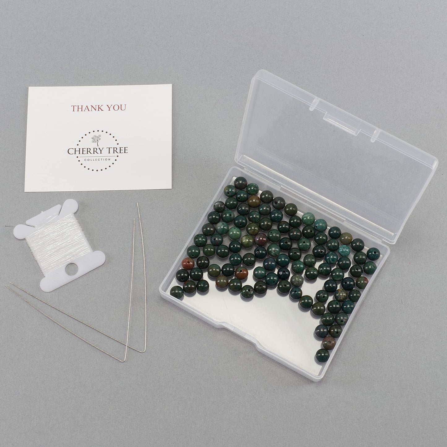 Cherry Tree Collection | 100PCS 6mm Bloodstone Gemstone Round Beads for Jewelry Making | Includes Storage Box, Elastic String, and Needles