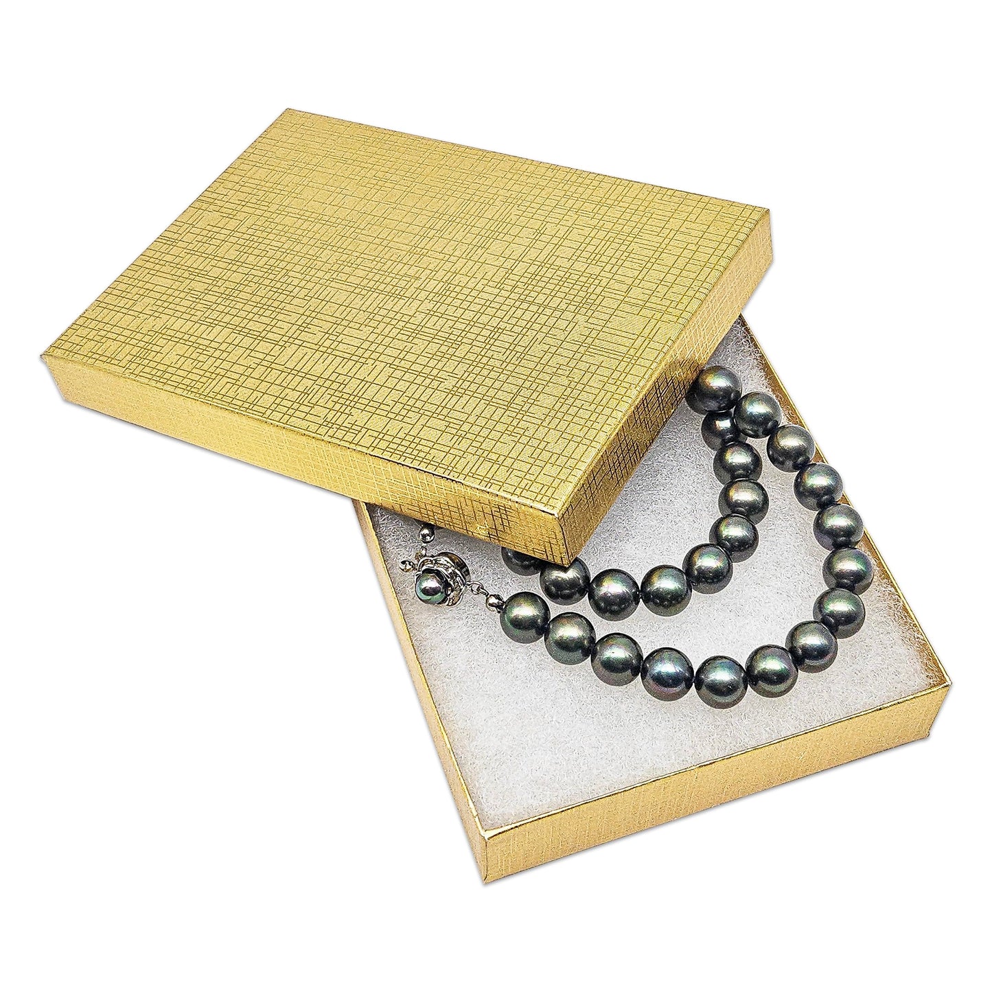 TheDisplayGuys - 25-Pack #53 Cardboard Linen Paper Jewelry Gift Boxes w. Cotton Padding - Gold (5.4" x 3.9" x 1.0")