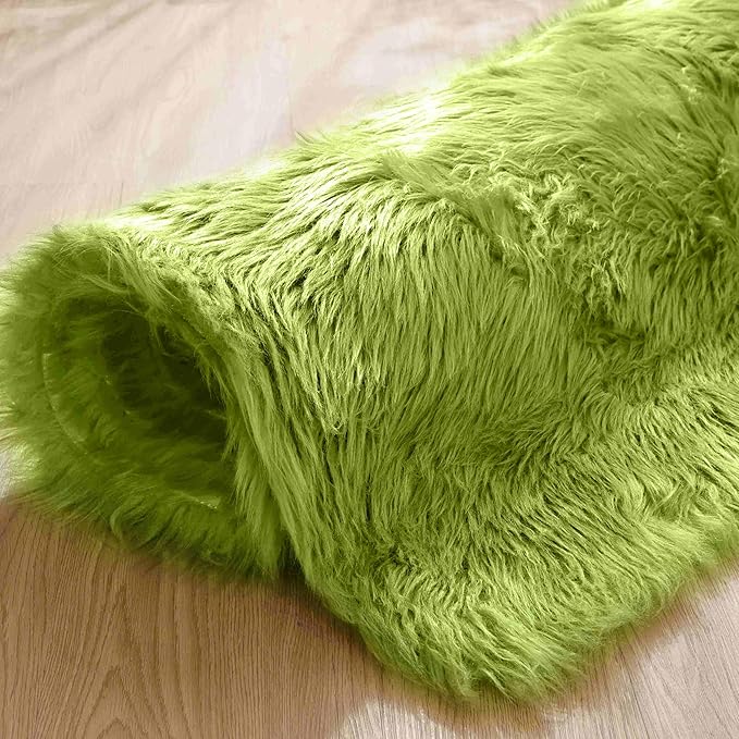 Goolela Lime Green Area Rug 8x10 Fluffy Fuzzy Furry Rug for Bedroom Living Room Faux Sheepskin Fur Shaggy Soft Rectangle