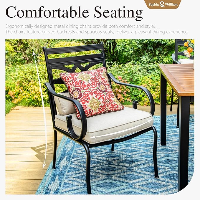 Sophia & William Patio Dining Chairs Set of 2, Outdoor Metal Armchairs, Outdoor Dining Chairs