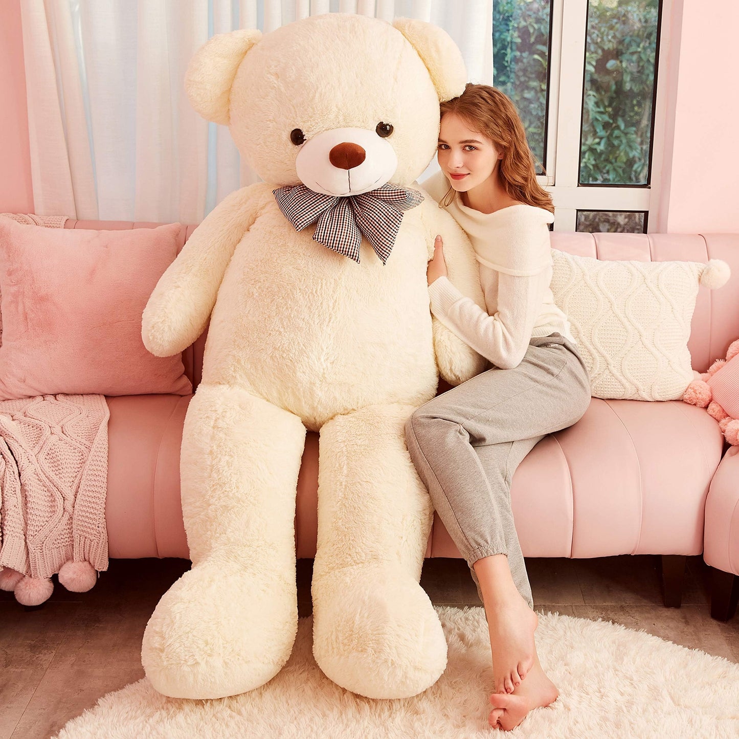 IKASA Giant Teddy Bear Plush Toy Stuffed Animals (White, 59 inches)