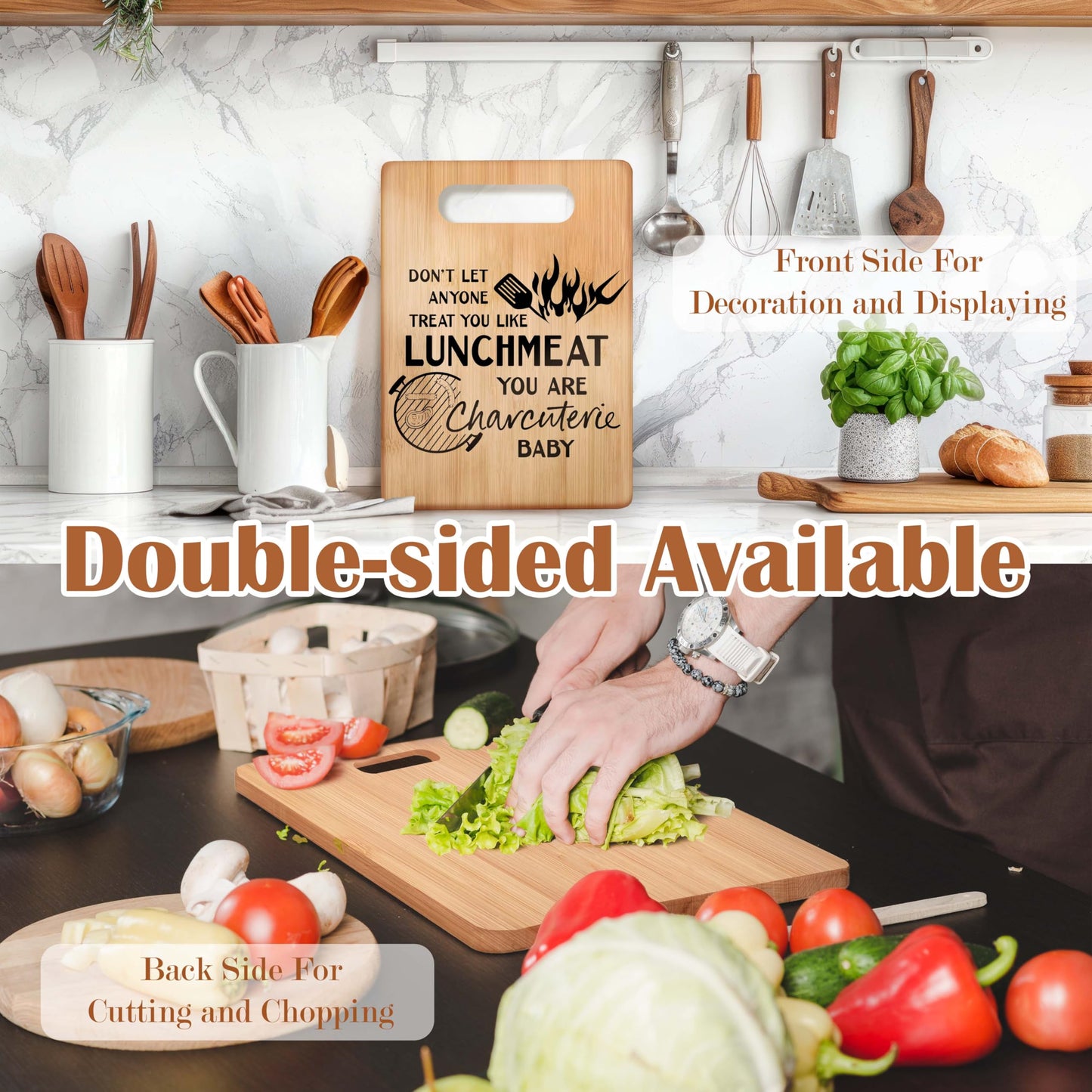 WARDOS Funny Cutting Chopping Board, Don't Let Anyone Treat You Like Lunchmeat Your Charcuterie Decorative Bamboo Cutting Boards for Kitchen, Charcuterie Boards