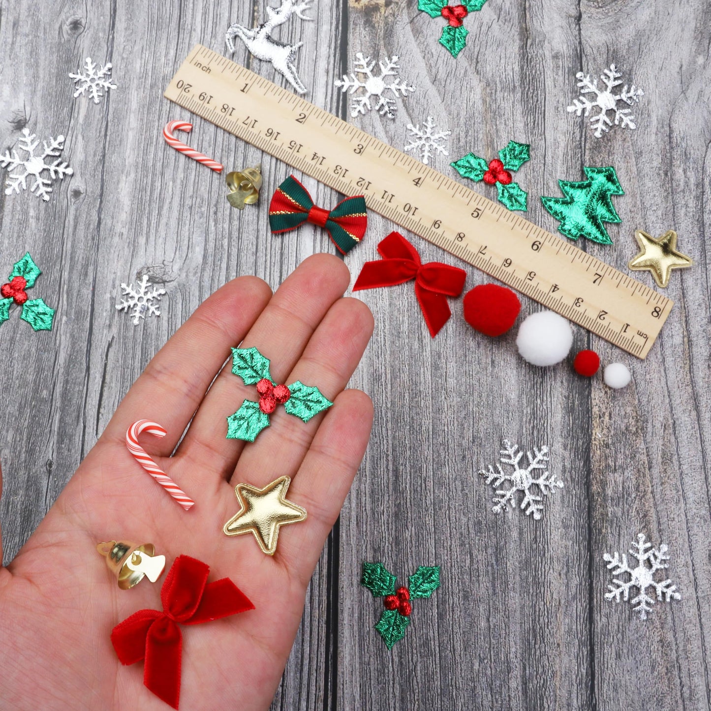 150 Pcs Christmas Decorations Embellishments, Miniature/Mini Ornaments for DIY Crafts Scrapbook(15 Styles)