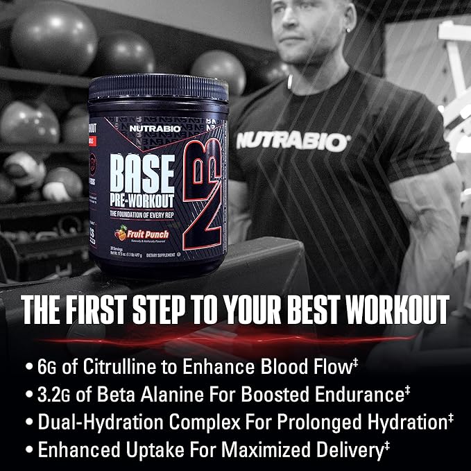 NutraBio Base Pre-Workout Powder 200mg Caffiene, Sustained Energy, Focus, Endurance, Pump, Sugar Free, Clean Preworkout for Men and Women - Beta Alanine, L-Tyrosine, 30 Servings - Lemon Lime