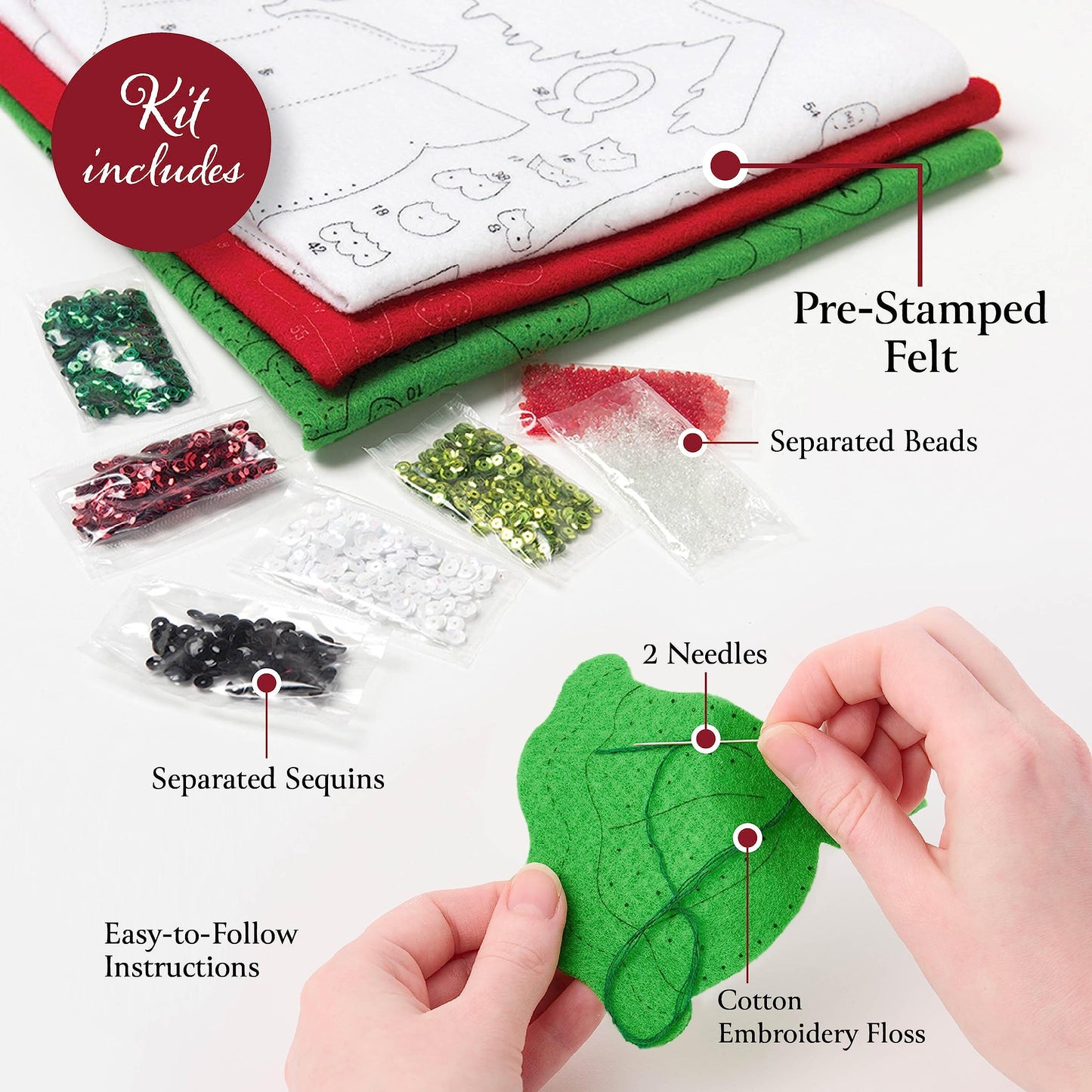 Bucilla, Felt Applique Wreath Making Kit, Santa's Winter Birds, Perfect for DIY Arts and Crafts