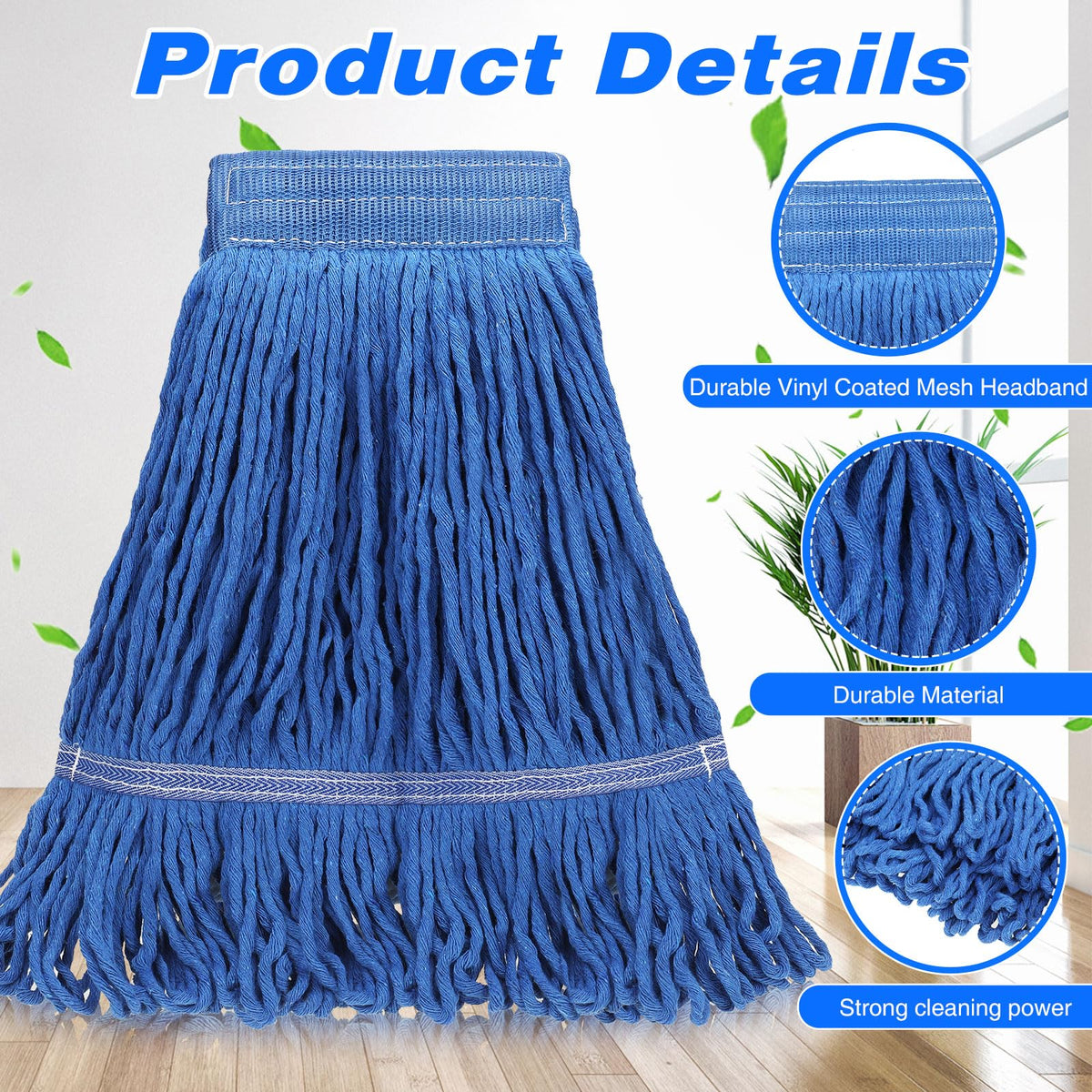 30 Pieces Commercial Mop Head Replacement Floor Cleaning Wet Mop Heads Heavy Duty Large Cotton String Sweeper Refills for Industrial Home Use (30 Count)