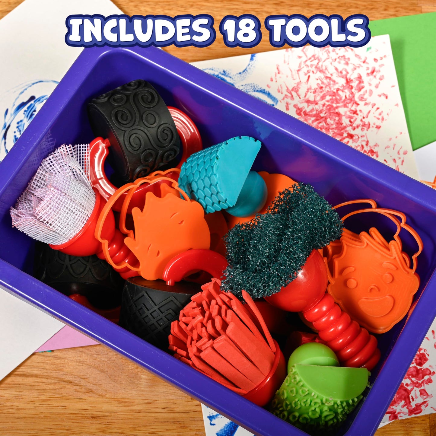 READY 2 LEARN Smudge ‘N’ Roll Paint & Dough Tools - Paint Brushes for Toddlers - Playdough Rollers - Dough Tools for Kids - Art Supplies for Toddlers 1-3